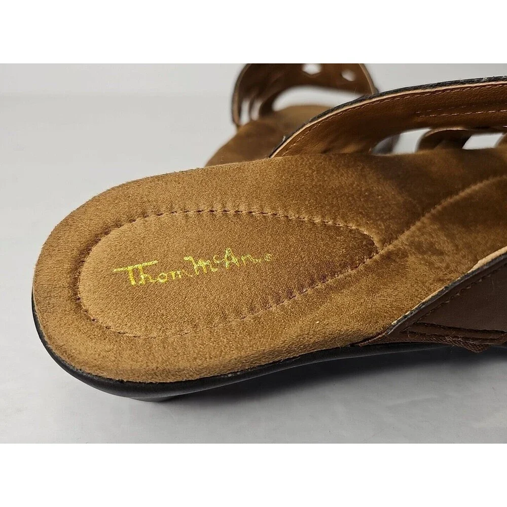 Thom McAn Willa Brown Leather Wedge Sandals Womens Slip On Size 8.5 M 50077 EUC - Picture 8 of 11